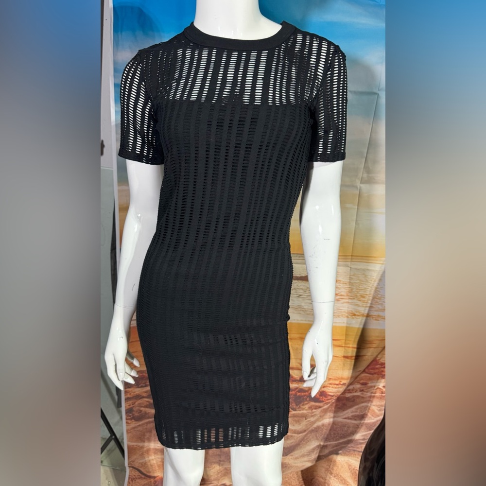 Alexander Wang Perforated Overlay Black Dress